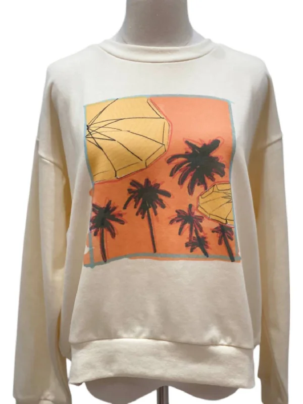 Palms Graphic Sweatshirt In Ivory