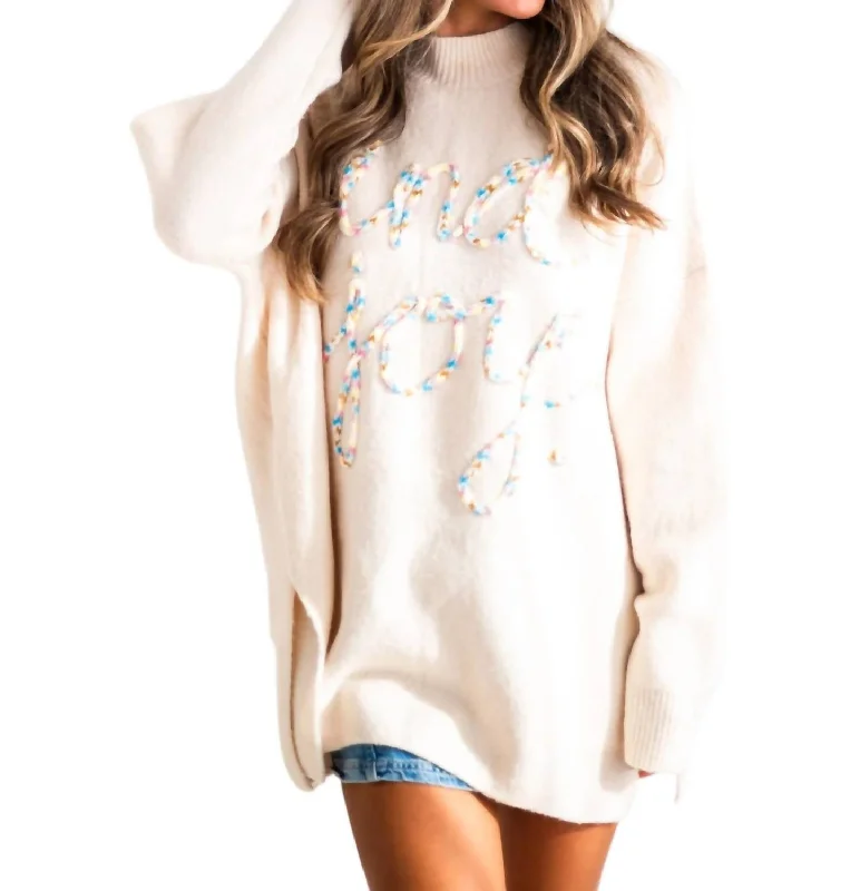 Find Joy Embroidery Sweater In Cream