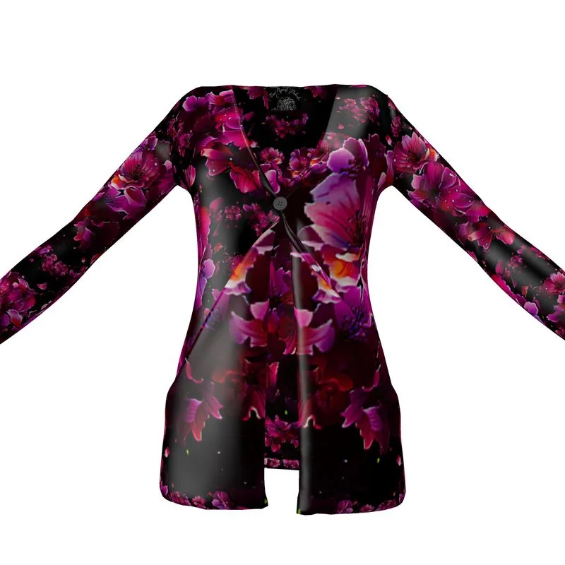 TRP Floral Print 02 Ladies Designer Drop Pocket Cardigan