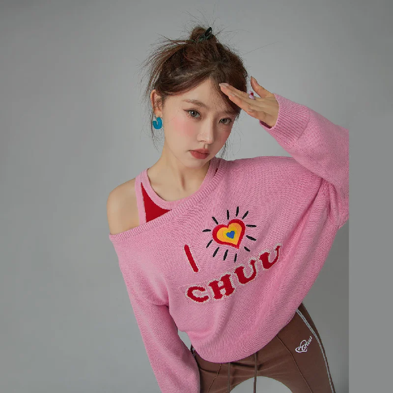 I Love Chuu Off Shoulder Knit Sweater