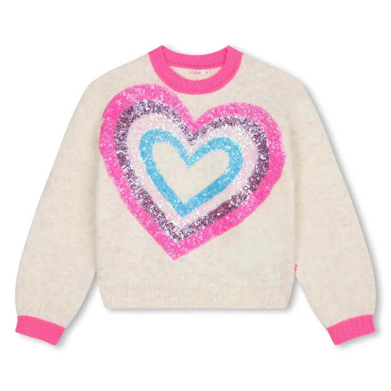 Ivory Sequin Heart Applique Sweater