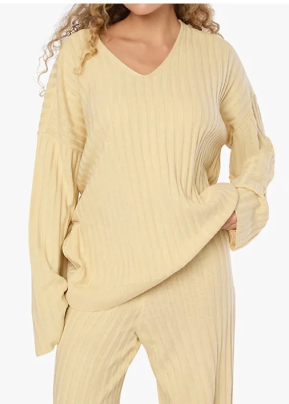 Oversized V Neck Sweater In Wheat