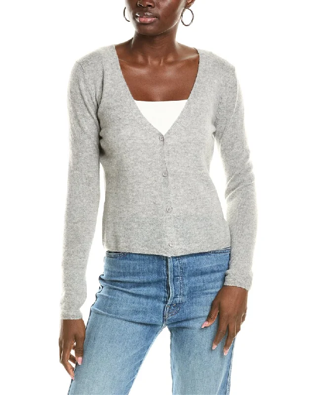 sofiacashmere Modern V-Neck Cashmere Cardigan