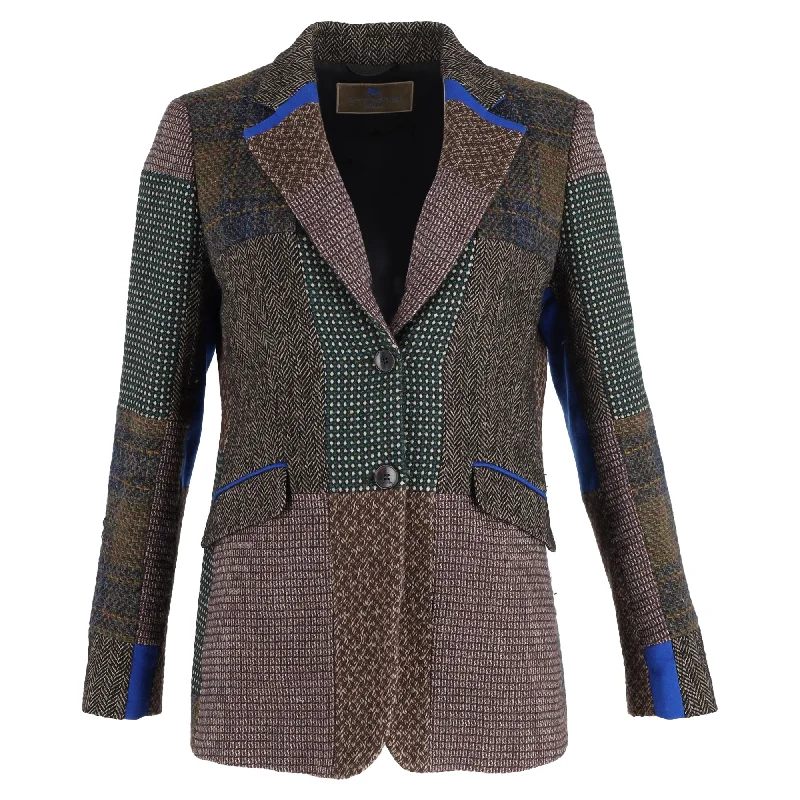 Etro Patchwork Tweed Blazer in Multicolor Wool