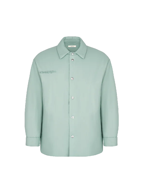 Womens Flower-Warmth Padded Overshirt—Eucalyptus Blue