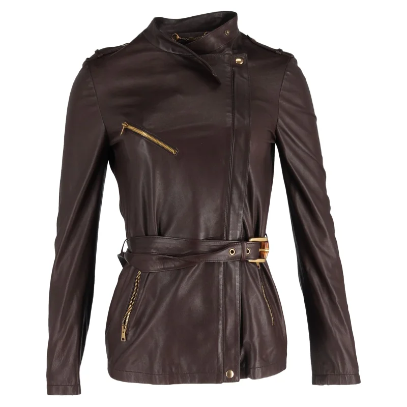 Gucci Biker Jacket in Brown Leather