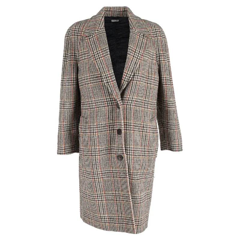 Miu Miu Printed Single-Breasted Coat in Multicolor Wool