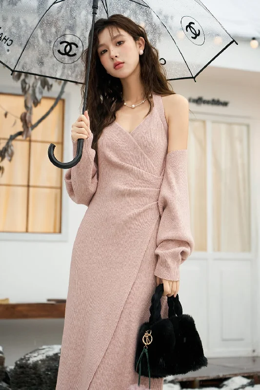 Spaghetti Strap Dress and Coat Set