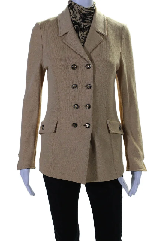 St. John Collection By Marie Gray Womens Jacket Sweater Set Beige