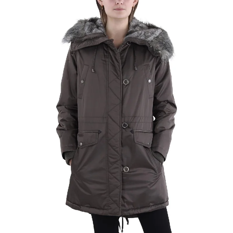 Womens Faux Fur Hooded Puffer Jacket