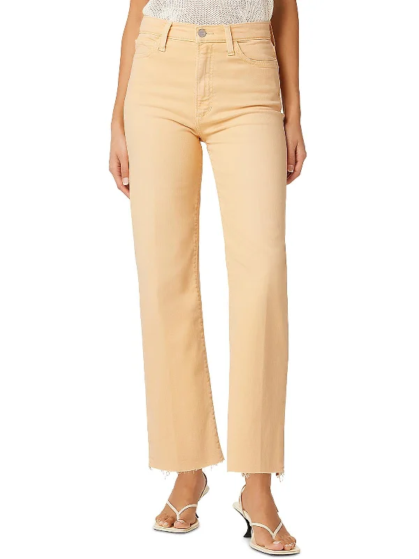 Womens High Rise Cropped Wide Leg Jeans