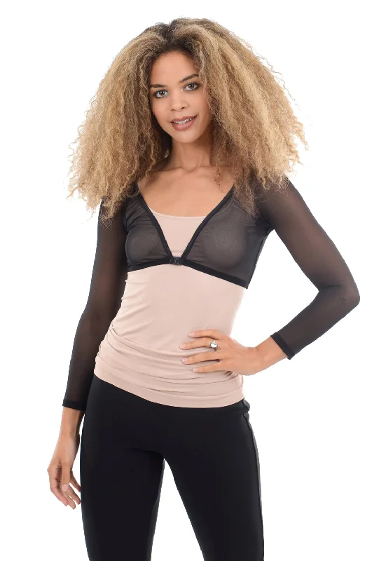 Basic 3/4-Sleeve Mesh Sleevey, Black