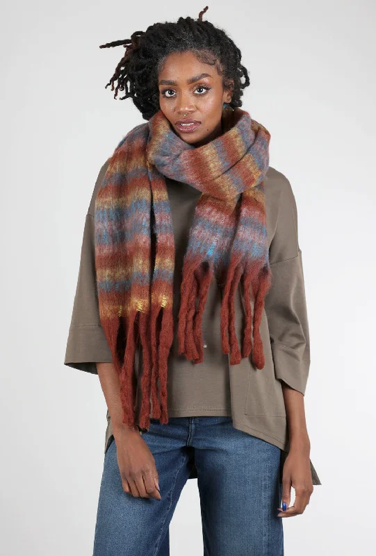 Brushed Chunky Fringe Scarf, Caramel Combo