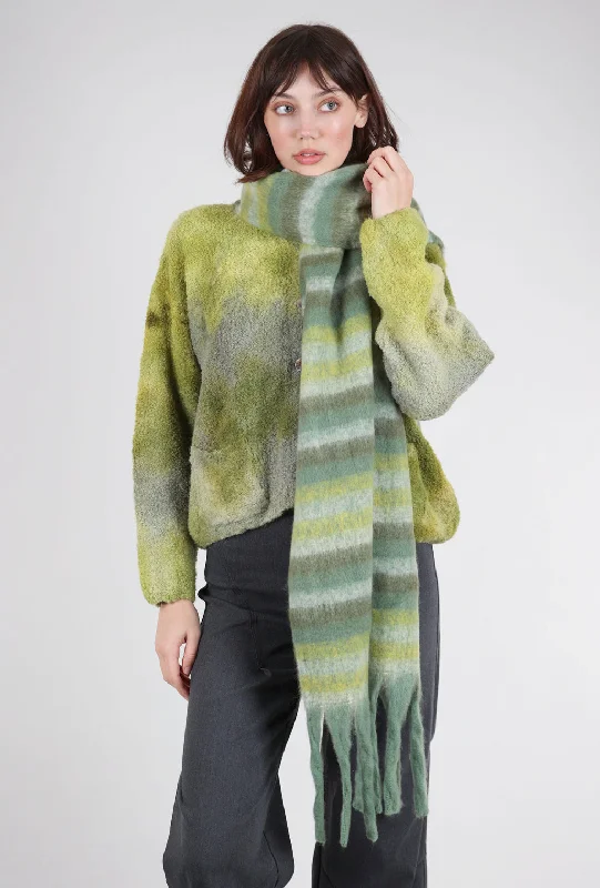 Brushed Chunky Fringe Scarf, Green Combo