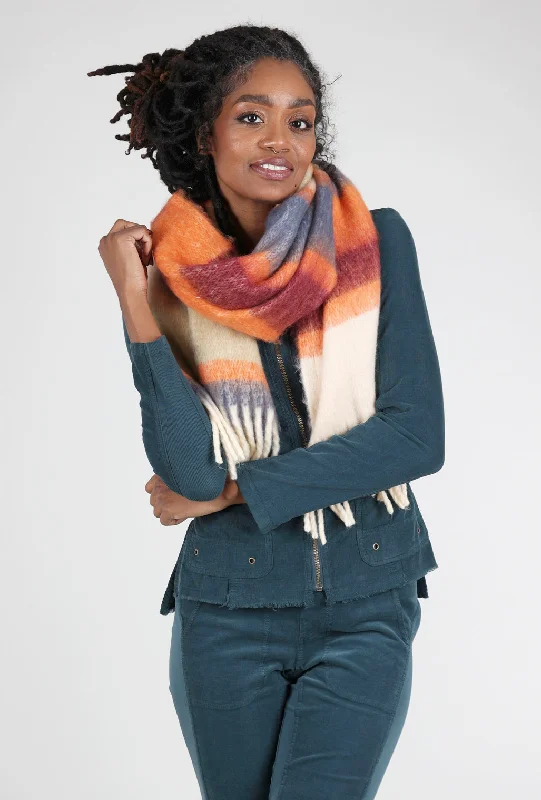 Brushed Colorblock Scarf, Orange/Ivory