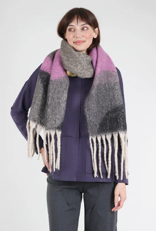 Brushed Oversized Geo Color Block Scarf, Purple/Black