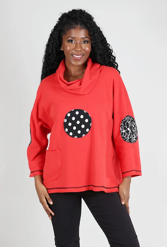 Dot Accent Sweatshirt, Red