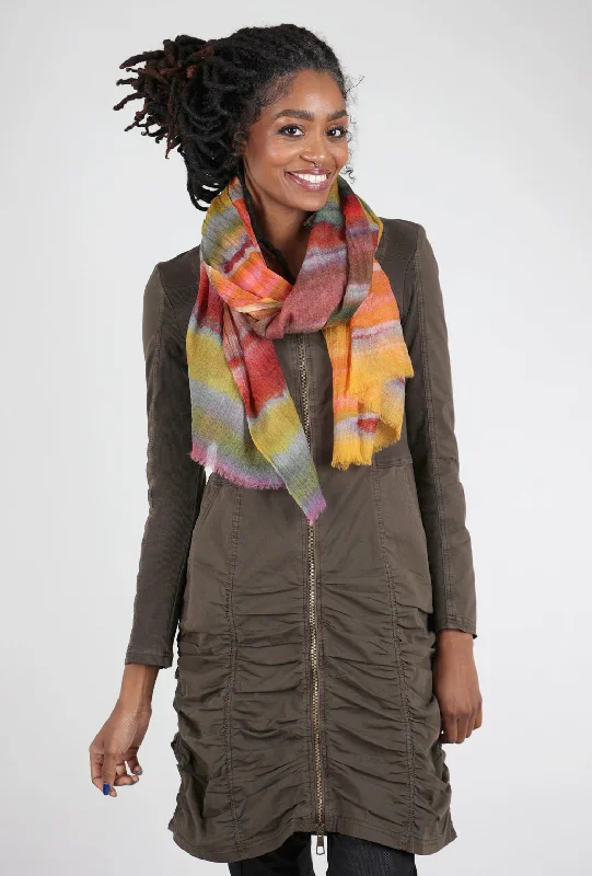 Digital Print Stripes Wool Scarf, Sunshine Multi