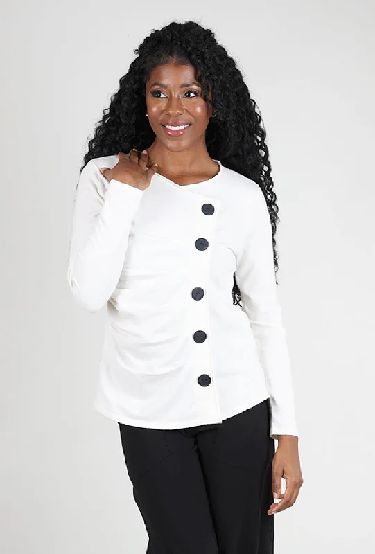 Buttery Knit Ruched Pullover, Winter White