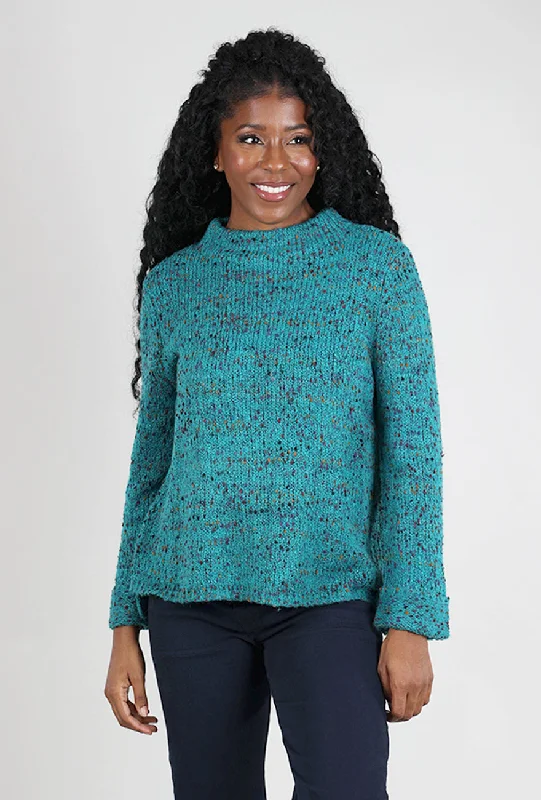 Confetti Yarn Funnel Pullover, Teal