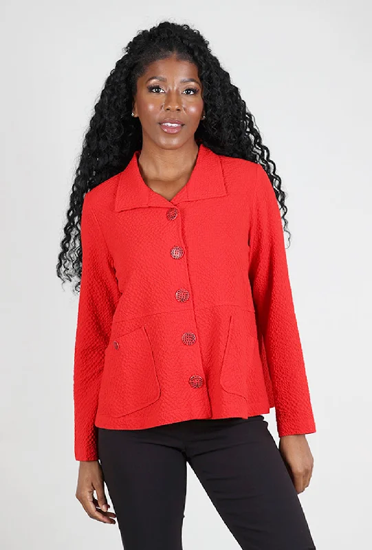 Pucker Weave Statement Jacket, Apple