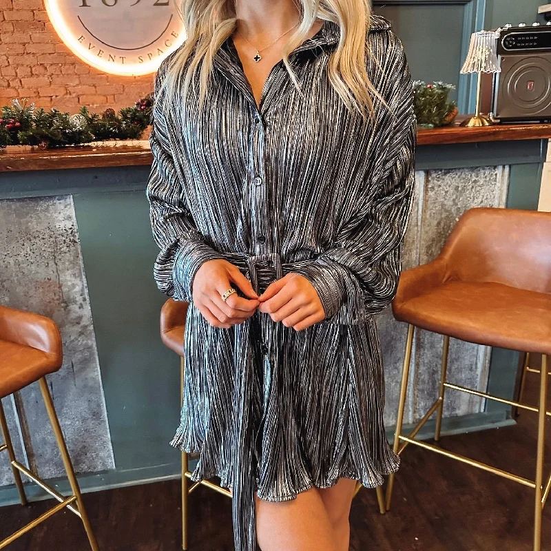 Mariah Metallic Shirt Dress