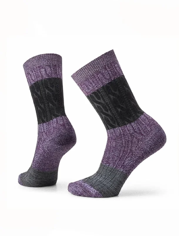 Everyday Colorblock Cable Crew Socks, Ultra Violet/Purple Iris