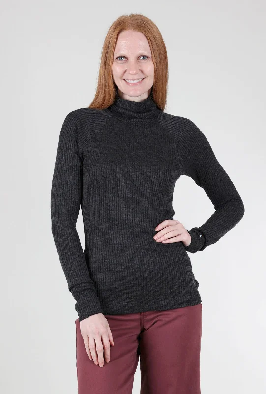 Thermal Rib Turtleneck, Mid Gray