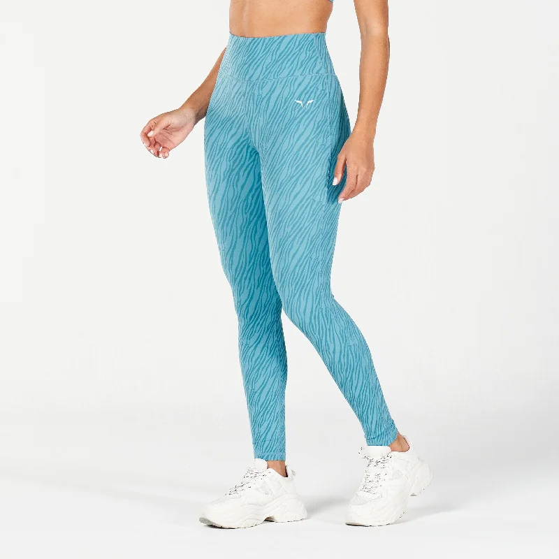 Core Wild Print Leggings - Delph Blue