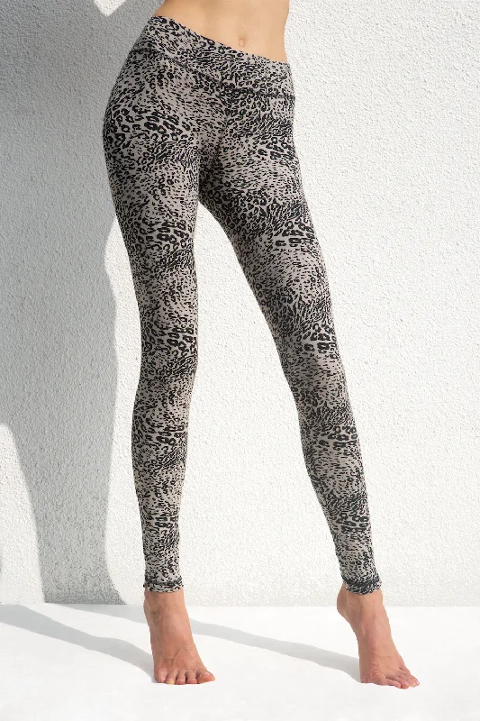 Leopard Leggings - Light Grey Black