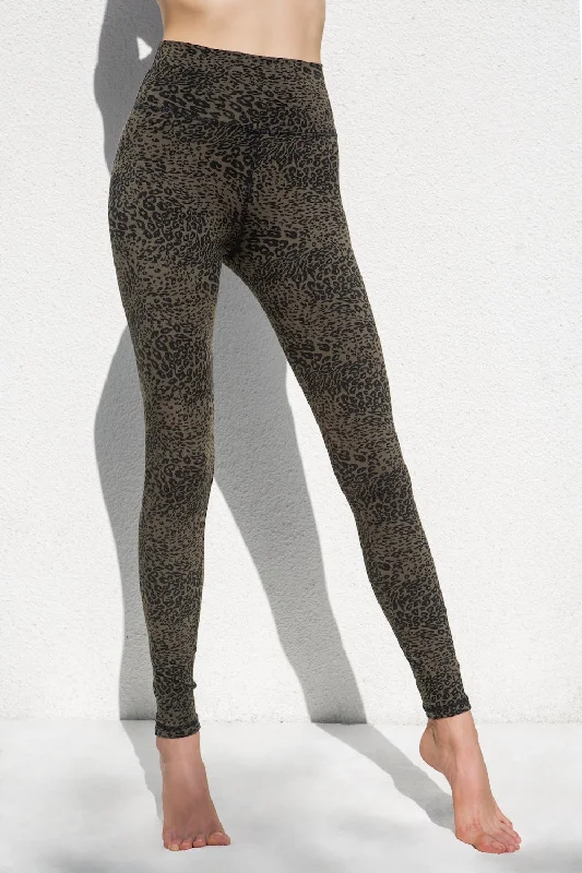 Leopard Leggings - Olive Black