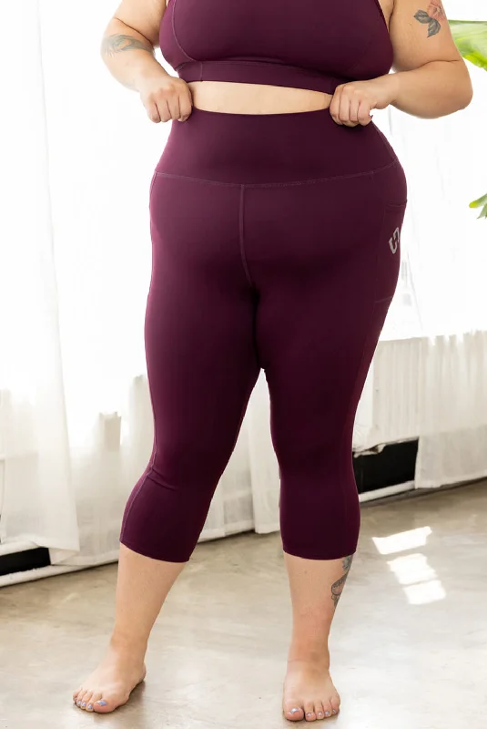 Pocket Capris - Burgundy - FINAL SALE