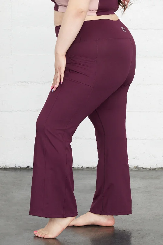 Pocket Flare Leggings - Burgundy - FINAL SALE