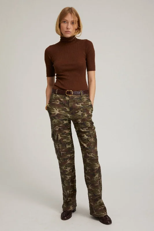 Camouflage Leather Cargo Trousers