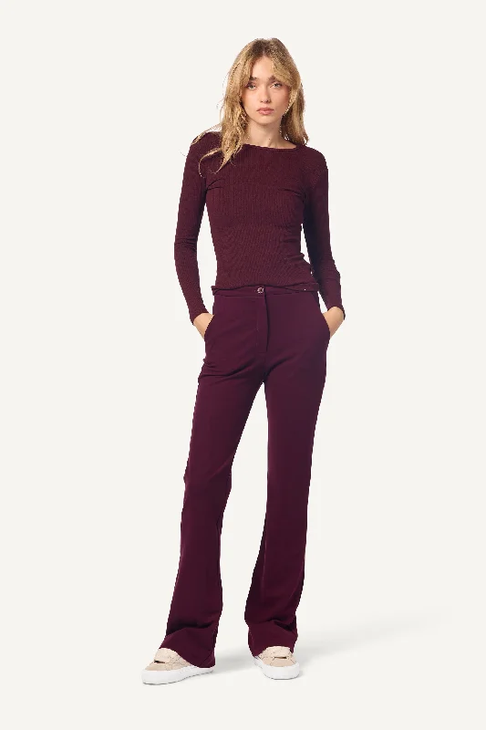 CLIO SLIM STRAIGHT TROUSER | BORDEAUX