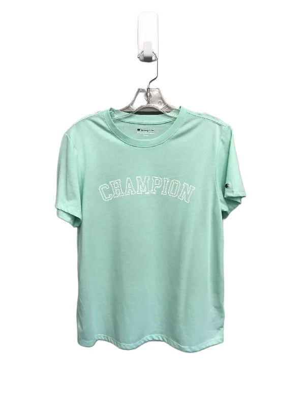 Green Athletic Top Short Sleeve By Champion, Size: S