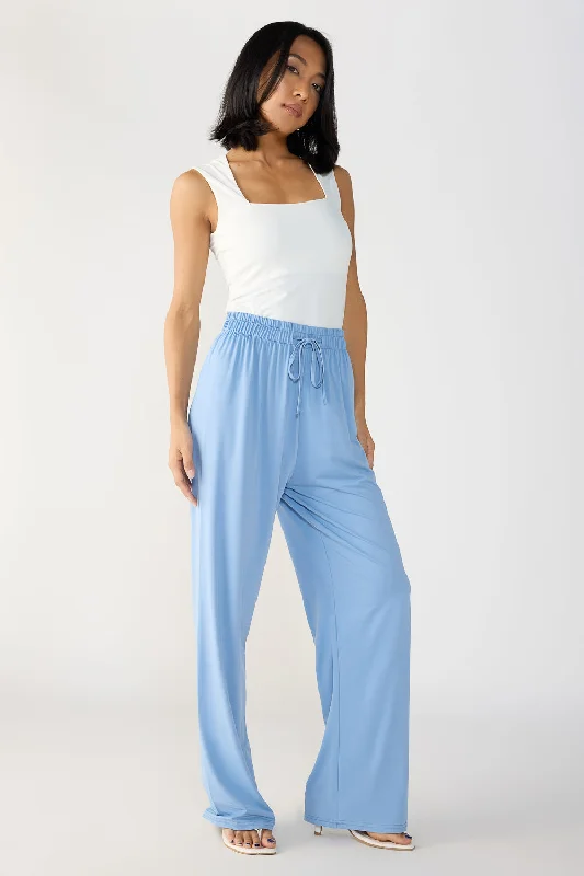 Powder Blue Elasticated Flared Korean Pants