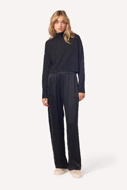 LENON SILK UTILITY PANT | BLACK