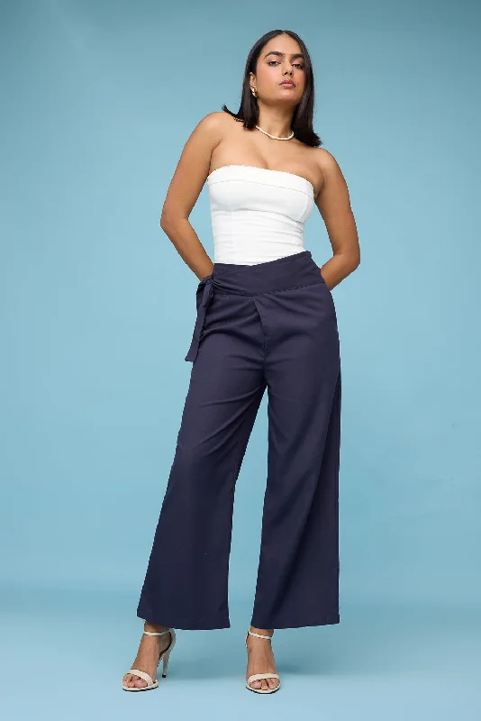 Navy Blue Wrap Around Korean Pants