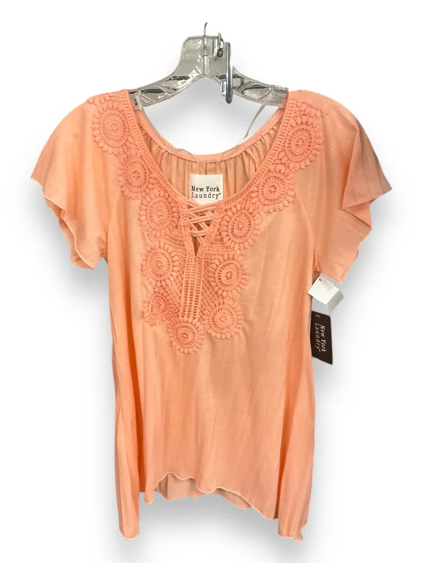 Top 2pc Short Sleeve By New York Laundry In Peach, Size: S