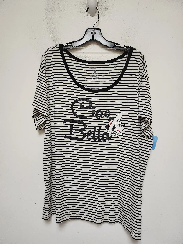 Top Short Sleeve Basic By Walt Disney In Striped Pattern, Size: L