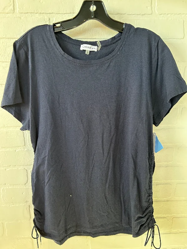 Top Short Sleeve By Calvin Klein In Navy, Size: Xl