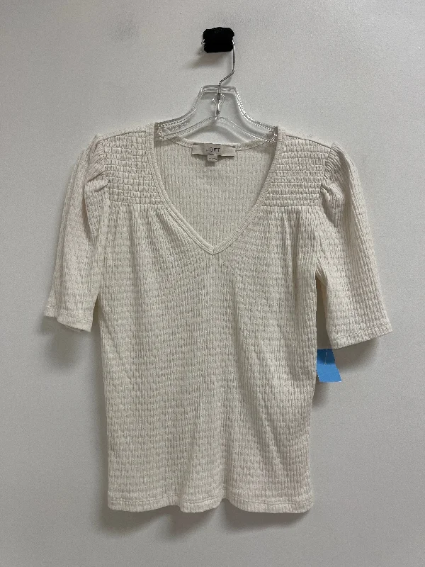 Top Short Sleeve By Loft In Cream, Size: Xs