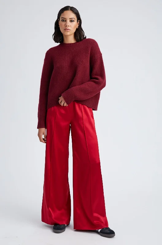 Scarlet Silk Wide Leg Pintuck Pants