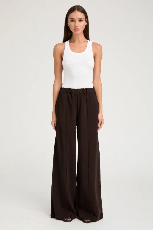 Americano Crepe Wide Leg Pintuck Trousers