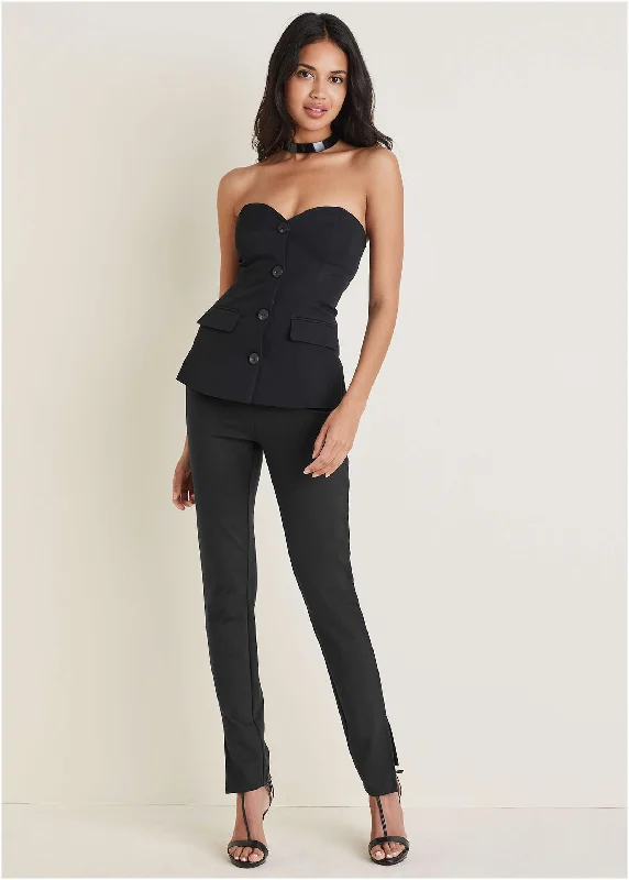 Smoothing Ponte Skinny Pants - Black