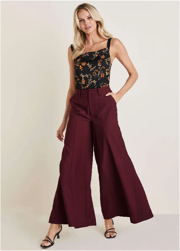 Dramatic Flare Pants - Wine