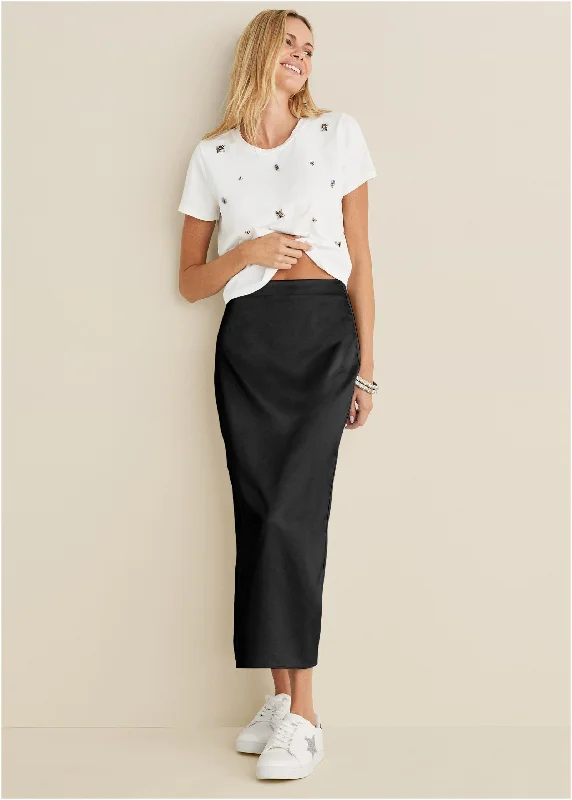 Midi Slip Skirt - Black