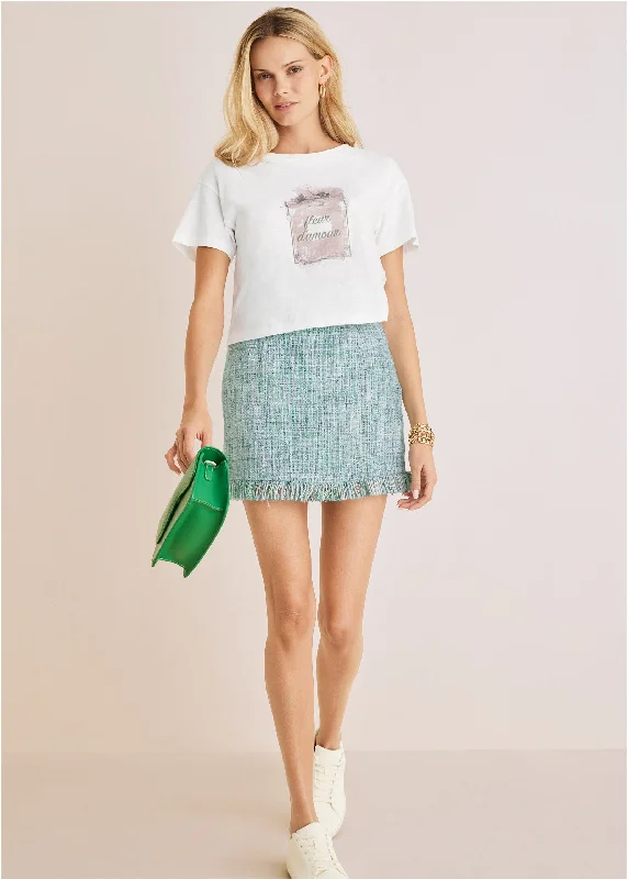 Terrace Tweed Mini Skirt - Blue Multi