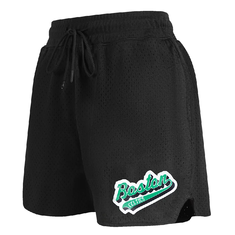 NBA BOSTON CELTICS SCRIPT TAIL WOMEN'S MESH SHORT (BLACK)